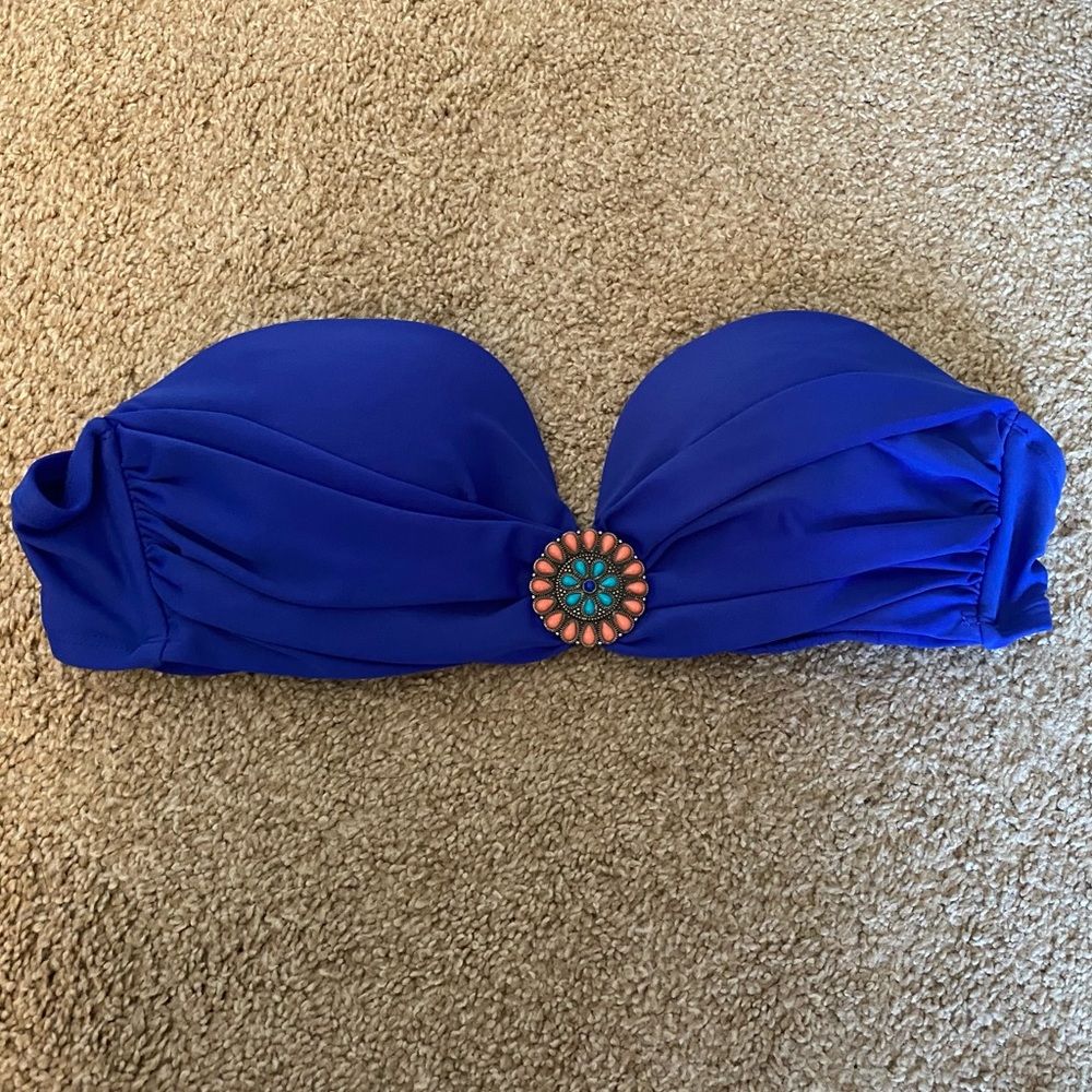 Blue bandeau bikini top